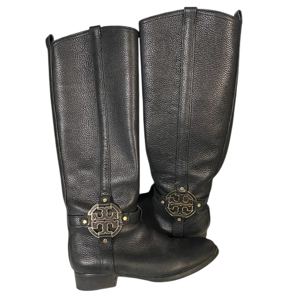 Tory Burch Black Tall Leather Boots